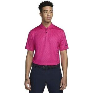 Nike Hot Pink Dri-Fit Vapor Stripe Short Sleeve Polo Shirt Mens Size Small